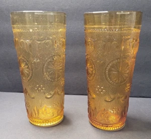 Juego de 2 vasos Brockway Glass American Concord ámbar 8 oz vintage COMO ESTÁN - Imagen 1 de 5