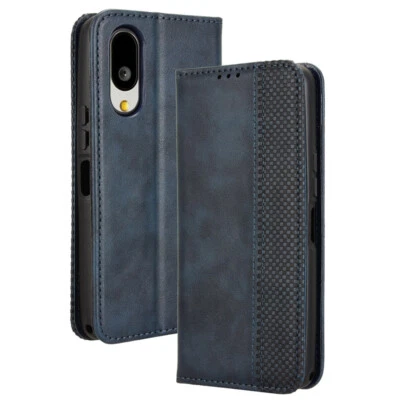 For Sharp Aquos Basio Active 3 Luxury Retro Flip Leather Wallet Stand Cover Case - Image 1 of 4