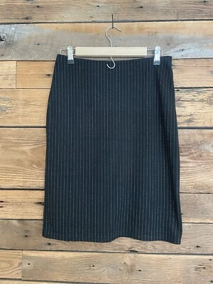 Женская H&M карьера карандаш юбка эластичной эластичный пояс тянуть на булавке полоски Sz M черный - Изображение 1 из 2