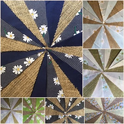 TELA HECHA A MANO MARGARITA BUNTING. SHABBY CHIC, RÚSTICA HESSIANA. FLORALES, BODAS. Foto 1 de 3