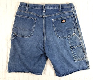 Dickies Mens Sz 38 Long Baggy Skater Carpenter Jorts Workwear Blue Denim Shorts - Picture 1 of 11