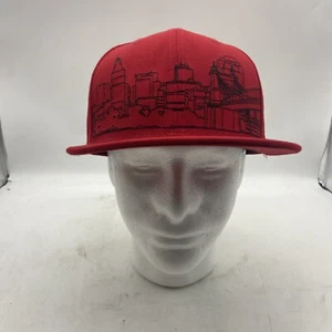 New Era 9Fifty Cincinnati City Skyline Snapback Hat Baseball Cap Red Wool - Picture 1 of 8