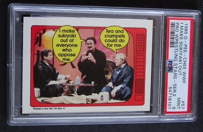 1985 OPC O-Pee-Chee WWF #57 Mr. Fuji Vince McMahon Wrestling Card PSA 9 Mint - Image 1 of 3