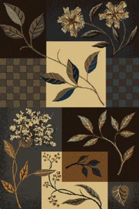 CASUAL blue PATCHWORK area RUG 4x6 FLORAL blocks CARPET : Actual 3' 11" x 5' 3" - Picture 1 of 1