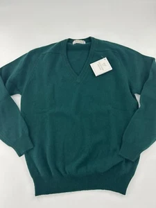 Braemar 100 % Lammwolle V-Ausschnitt grün Large Langarm Pullover Neu mit Etikett - Bild 1 von 5