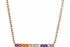 Nadri Rainbow CZ Bar Pendant Necklace, Multi-color, Gold-tone, NWT, Nadri Box - Picture 1 of 6