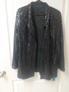 Cupshe Brand Black Sequin Jacket Small New W/tag - Picture 1 of 6