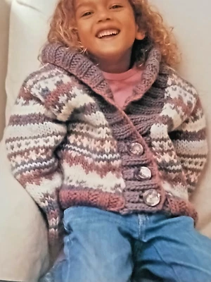 Knitting Pattern**Childs FAIR ISLE Jacket**Shawl Collar**Age 2-5 Years**CHUNKY - Image 1 of 2