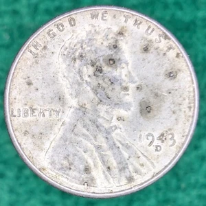 P725 1943 D STEEL LINCOLN WHEAT CENT PENNY US COIN - Picture 1 of 2