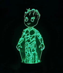 Lampara Led rgb Muñeco Madera multicolor decoracion regalo bebe groot guardian - Bild 1 von 4