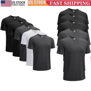 Men's Quick Dry Short Sleeve Crew Neck Shirt Athletic Performance Top Camping 5x - Picture 1 of 36