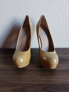 Steve Madden Bevv Patent Leather Tan Platform Stiletto Heels Size 7M - Picture 1 of 8