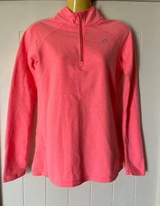 Lorna Jane Top Size XS Coral Pink Long Sleeve Jumper Zip Up Neck Key Pocket #I72 - Picture 1 of 18