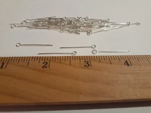 100pcs Silver Flat Head Pin Eye Pin Earrings Needle Pins Jewelry Making USA SHIP - Picture 1 of 12