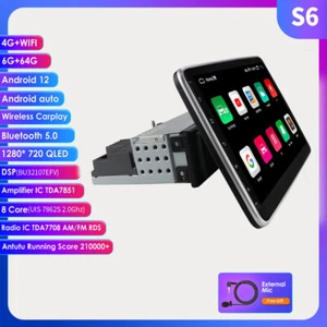 10.1" Android 12 Car GPS Stereo Single 1 DIN 6G+64GB Radio 4G Wifi DSP Head unit - Picture 1 of 19