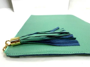 GiGi New York Uber Cuero Bolso sin asas Borla Cremallera Top 9x13 Azul con Azul Marino - Imagen 1 de 9