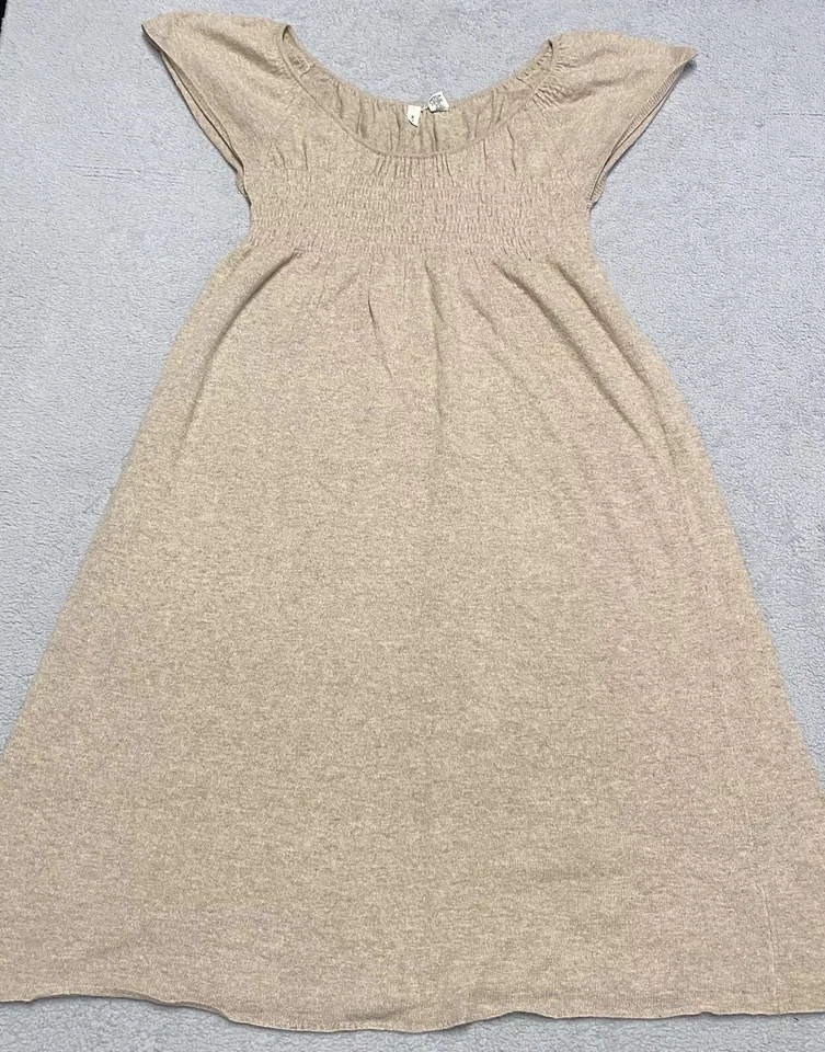 Vestido Suéter Anthropologie Polilla Pequeño Beige Mezcla Cachemira Cachemira Hasta la Rodilla Foto 1 de 4