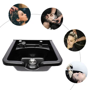 Tazón de champú de salón ABS negro belleza equipo para el cabello fregadero de lavado a contracorriente montado en la pared - Imagen 1 de 18