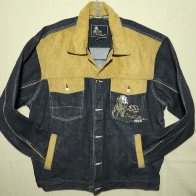 Chaqueta vaquera vintage azul crudo para hombre negra con gamuza talla 3XL 90 grunge hiphop Foto 1 de 4