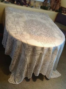 Vintage Ecru Lace Tablecloths 70 x 90 At least 70 Years Old or more - Picture 1 of 7