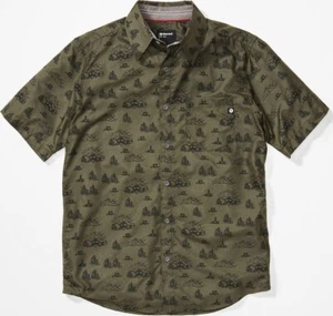 New MARMOT Sirocco Short Sleeve Shirt M Ventilated UPF Outdoor Nori Camp Print - Picture 1 of 11