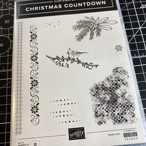 Stampin' Up Christmas Countdown Cling Stamp Set Cardinal trim pine - Picture 1 of 11