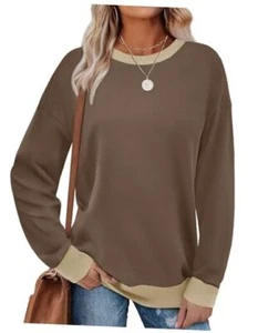  Sweatshirts for Women Crewneck Long Sleeve Loose Fit Tops Color Large D-coffee - Picture 1 of 5