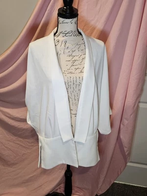 Женский классический карьерный блейзер Trina Turk Bolero размер Large белый с открытой передней частью - Изображение 1 из 4
