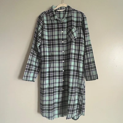 Camisón de franela Woolrich para mujer pequeño a cuadros 100 % algodón azul púrpura Foto 1 de 4