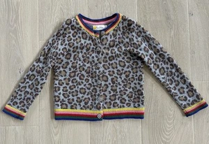Mini Boden Rainbow Leopard Animal Print Cardigan Button Long Sleeve 5-6Y - Picture 1 of 12