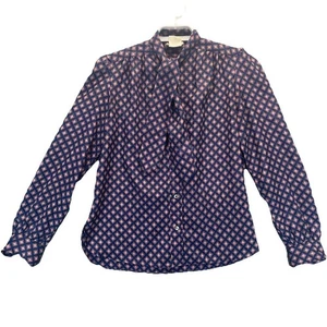 Vtg 80s Evan-Picone Lord Taylor Women Sz 8 Button Up Shirt W/Neck Tie Geometric - Picture 1 of 6