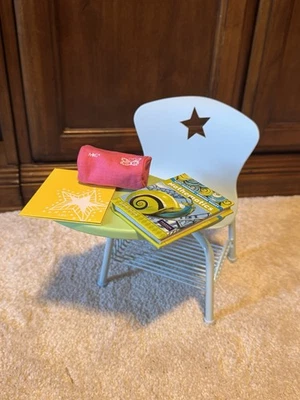 American Girl Doll School Desk With Math Book Folder Homework Sheets Pencil Bag - Image 1 of 4