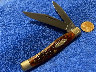 Cuchillo Jack 1970 Vintage Case XX 6232 EE. UU. 10 puntos 2 hojas asas de hueso rojo casi nuevo Foto 1 de 4