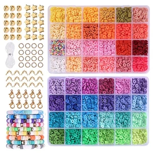  1 Set of Clay Beads For Bracelets Making Aesthetic Polymer Clay Kit Flat Beads - Picture 1 of 12
