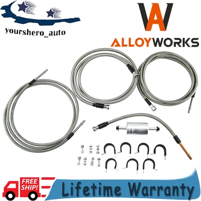 Fuel Line Kit Braided For 1999-2003 GMC Sierra 1500&Chevy Silverado 1500 Foto 1 de 4