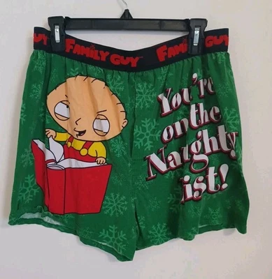 Calzoncillos boxer Family Guy para hombre L Stewie vacaciones de Navidad en lista traviesa 2007 Foto 1 de 4