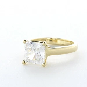 3.0CT LAB-CREATED DIAMOND D/VVS2 PRINCESS 14K YELLOW GOLD CLASSIC SOLITAIRE RING - Picture 1 of 3