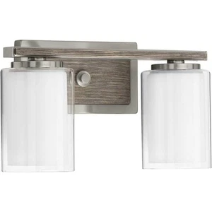 Mast Collection 2-Light Brushed Nickel Clear Glass Coastal Bath Vanity Light - Picture 1 of 8