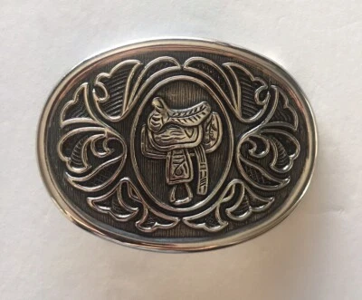 Vintage Women’s AVON Western Saddle Theme Silver Belt Buckle (NEW) - Image 1 of 4