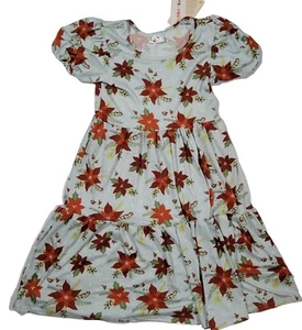 Dot Dot Smile Size 11 Girls Dress Twirl Style Flowers Floral Poinsettia     - Picture 1 of 4
