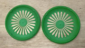 RIUTILIZZABILE Set 2 Portapiatti Carta Plastica Picnic BBQ Campeggio Festa Verde - Foto 1 di 2