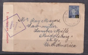 AUSTRALIA WWII KGVI WAR MAIL OPENED BY CENSOR, SURCHARGED 3½D CDS GIN GIN #C1469 - Picture 1 of 2