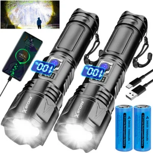 Linterna LED táctica súper brillante recargable potente luz antorcha zoom 30W - Imagen 1 de 14