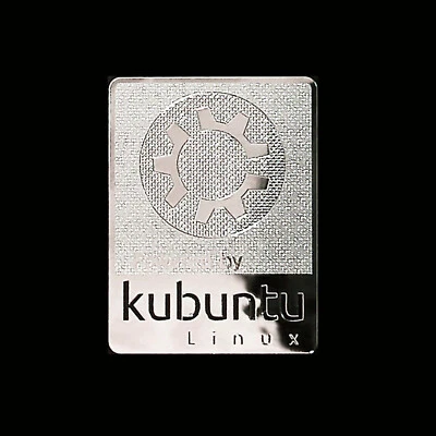 Powered by Kubuntu Linux Metal Decal Sticke - Image 1 of 4
