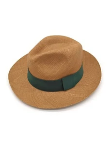 Sombrero de Panamá Equal Earth Genuino Calidad Auténtica con Banda Verde Bosque - Marrón - Imagen 1 de 12