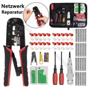 147tlg Netzwerk Reparatur Werkzeug Set Crimpzange LAN Kabeltester für RJ45 RJ11 - Bild 1 von 12