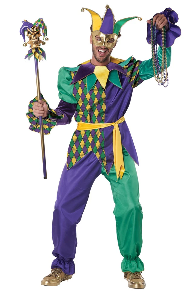 Brand New Deluxe Mardi Gras Jester Adult Costume - Image 1 of 1