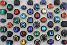 35pcs Wholesale Lots Black Plated Ring Mixed Style Glass Unisex Rings