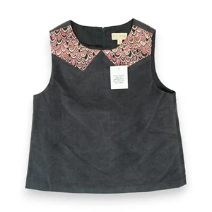 NWT Suoak New York Gray Velvet Peacock Top Size 12Y Girls ~ Young - Picture 1 of 5