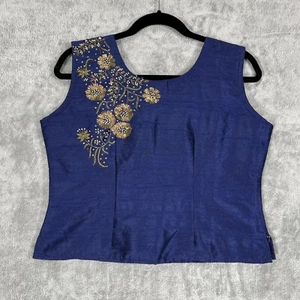 Camiseta sin mangas Diva-E-Khaas para mujer grande azul hada *NOTAS mezcla de seda cruda* nueva con etiquetas baile - Imagen 1 de 13